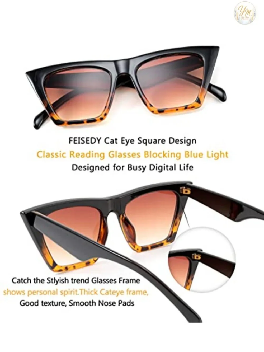 Vintage Cat Eye Sunglasses Women Trendy UV400 Protection Lightweight Acetate